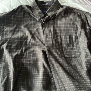 Brown and caramel color plaid Men’s dress shirt by Van Heusen size 16- 16 1/2